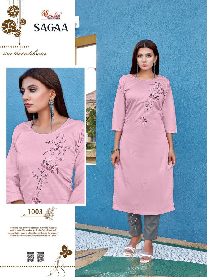 Smylee Sagaa Designer Ethnic Wear Designer Kurti With Bottom Collection